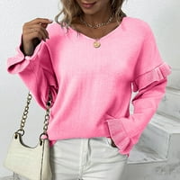 Cuoff ženski modni džemperi za žene plus veličine casual dugih rukava od pletenja čvrste boje Top dukseri