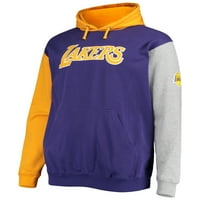 Muške fanatike marke Purple Gold Los Angeles Lakers Big & visoki dvostruki kontrastni pulover Hoodie