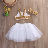 SUNISERY TODDLER Baby Girls Gold Sequins vrhovi Tutu suknja Princess Outfit set
