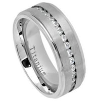 Titanium bend Bijeli ip poplećeni četkica sjajni stepen rub sa vječnim stilom vjenčanih prstena muškaraca