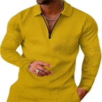 Beiwei Men Casual Rezervni vrat T majice Zipper Athletic polo majica Muški dugi rukav Golf Tee Yellow