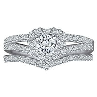 Carat okrugli rez bijeli prirodni dijamantski vjenčani prsten za svadbene prsten od srca u 14K čvrsto