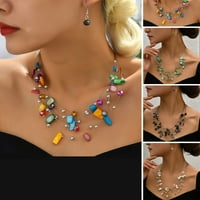 Honrane Romantic Boho ogrlice naušnice Bohemian stil višeslojnog ogrlice za naušnice set sa elektroplarenim