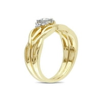 Dijamantni zaručnički prsten i venčani trake set karata u 10k žuto zlato