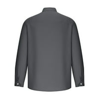Muška ležerna jesen top bluza plus veličina punog boja Dugme V-izrez dugih rukava ovratnik kratka majica