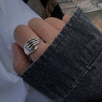 Rezonalni srebrni prsten punk rock vintage kreativni kostur ručni prsten za prste