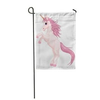 Ružičasti konjski crtani čarorni jednorog uzgajanje slatkog vrtne zastave ukrasna zastava kuće baner