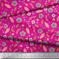 Soimoi Pink Japan Crepe saten tkanina odlazi i cvjetna cvjetna otisnuta plovila od dvorišta široka
