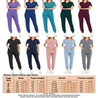 Seksi ples dame piling vrhovi + hlače set solidne boje set V izrez medicinski moderni odijelo Top Lake
