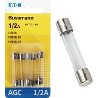 Busmansn 1-2-AMP 250-volt AGC Glass Tube Automobilski osigurač BP-AGC-1-2-RP BP AGC-1 2-RP 588814