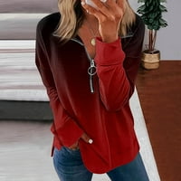 GDFUN Ženski kauzalni zip pulover dugih rukava ovratnik Dukseri gradijent Ispiši Active odjeću Jakna