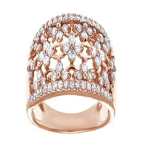 Bijeli prirodni dijamantni modni prsten u 10K ružičastog zlata