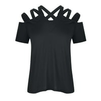 Zodggu Tunic Sakrij trbušne bluze za žene Čvrsta bluza Ljetni modni zavoj seksi V izrez košulje Slim
