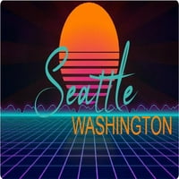 Seattle Washington Frižider Magnet Retro Neon Design