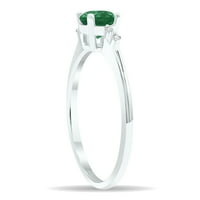 Ženski smaragdni i dijamantski iskrični prsten u bijelom zlatu od 10k