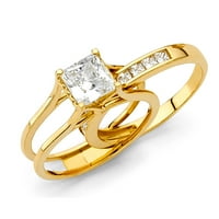 Dragulji Lu 14k žuti zlatni kubni cirkonijski cz zaručni prsten veličine 6
