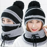 Dianhelloya zimske žene zadebljanje toplo pletene pompom Beanie kapu sa šalcem za lice