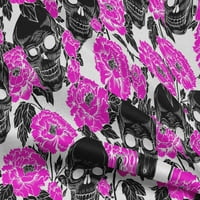 Onuone Rayon Fuschia ružičasta tkanina cvjetna i lubanja zanatske projekte Dekor tkanina Štampano od