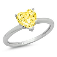 1. CT Sjajno srce Clear Simulirani dijamant 18k bijeli zlatni pasijans prsten SZ 6