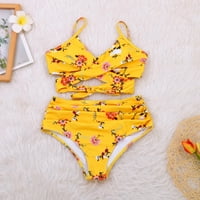 Žene Bikini elastične cvjetne tiskane slatke Kine Split Majčin dan zavoj pokaziva struk ljetni kupaći