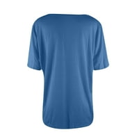 Liylayray ženska modna modna tiskana v izrez kratka rukava majica bluza labavi vrhovi
