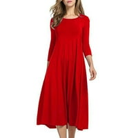 Ljetne haljine Trendy rukava ispisana slobodno vrijeme Srednja dužina A-line okrugla Dress Crvena 2xL