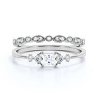 Obitnica minimalistička 1. Carat princeza CUT Diamond Moissite Angažman prsten, dainty vjenčani prsten
