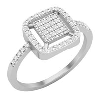 DazzlingRock kolekcija okrugli bijeli dijamantski kvadratni okvir Klaster za angažman za žene u 10k