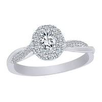 Carat ovalni i okrugli oblik bijeli prirodni dijamantni zaručni prsten za angažman u 10K čvrstog bijelog zlatnog zvona veličine 7