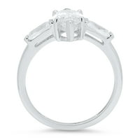 2. CT sjajan markizni rez simulirani dijamant 14k bijelo zlato Trokratni prsten s 3,5