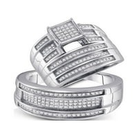 Sterling srebrni dijamantski klaster podudaranje s vjenčanim set CTTW