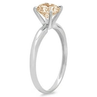1CT okrugli rez smeđi šampanjac simulirani dijamant 18k bijelo zlato graviranje izjava godišnjica Angažovanost