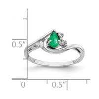 Čvrsta 14k bijelo zlato 5x kruška smaragdno zelena maja dragi dijamantni zaručnički prsten veličine