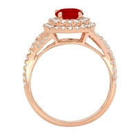1. CT sjajan okrugli rez prozirni simulirani dijamant 18k ružičarski zlato halo pasijans sa accentima