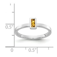 Čvrsti 14K bijeli zlatni citrinski žuti novembar Veličina prstena od dragog kamenogstona veličine 8.5