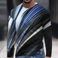 Muški casual majice plus veličina 3D linija Digitalni print Okrugli izrez za bluzu s dugim rukavima