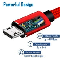 Micro USB kabl, aflu 10ft najlonska pletenica velike brzine mikro USB punjenja i sinkronizacije kablova