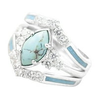 Prsten set Prirodni tirkizni dijamantni prstenovi majčinski dan za rođendan poklon nakit za žene