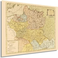 Karta kraljevstva Poljska i Grand Dutchy iz Litvanije Vintage Poster Wall Art Print