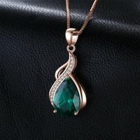 Jewelrypalace kruška 2.8ct Nano Ruska simulirana smaragdna privjesna ogrlica za žene, ruža pozlaćena