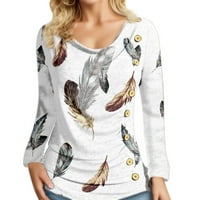 Košulje s dugim rukavima Žene Trendy Ladies 'Proljeće Sjeverno cvjetno print Pulover okruglog vrata