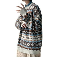 Džemper za muškarce Jesen zimski vintage džemper crewneck pulover pletena bluza retro par dukserica