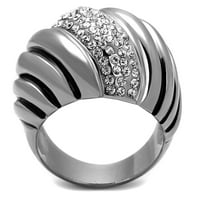 TK - visoki polirani prsten od nehrđajućeg čelika sa gornjim klasnim kristalom u jasnom veličini 9