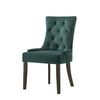 Baršunasta bočna stolica sa punim drvenim nogama zelena