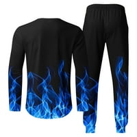 Muška modna odijela Regularna Fit 3D plamen obrazac Print okrugli vrat Majice s dugim rukavima i košarice