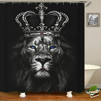 Sonertnt crna lav tkanina za zavjese za tuširanje, kruna Diamond Ruby Majestic King Safari afrički moćan