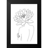 Dizajnerska kuća Crni moderni uokvireni muzej umjetnički print pod nazivom - Žena sa cvijećem