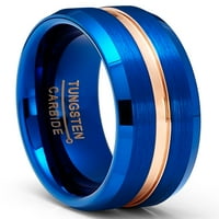 Muški volframovi karbidni prsten za vjenčani prsten ušuljeni prsten plavi ružingold-ton Comfort-Fit