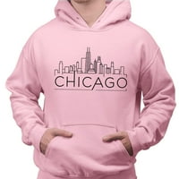 Skyline Chicago Illinois Hoodie dukserica Unise srednje ružičasta