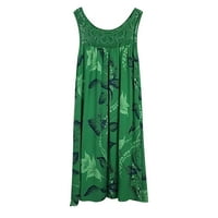 Bazyrey midi ljetna haljina za žene zazor tiskana ženska kasuta na vratu Ležerne prilike bez rukava Summer haljina zelena 3xl